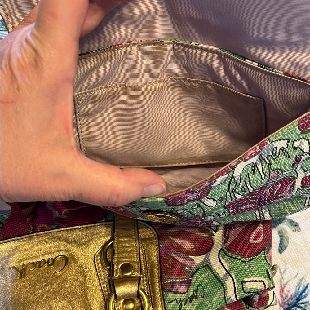 Coach Floral Tote in Green, Pink & Gold Accents - Picture 12 of 12